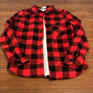 Red and Black Plaid Button-Up Shirt Junior or women small